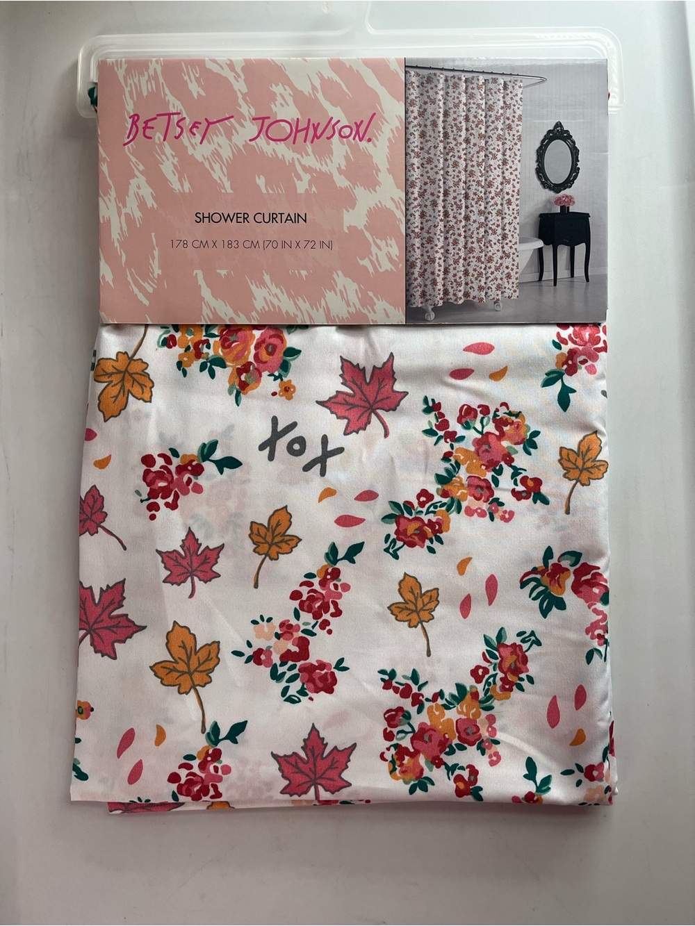 Betsey Johnson Floral & Leaf Print Shower Curtain